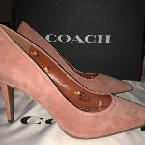 Coach Waverly Melon Suade Heels